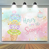 Hier ist Der Scoop Eis Creme Bälle Kuchen Geburtstag Hintergrund